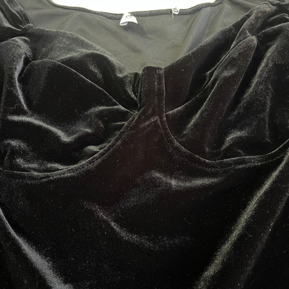 Velvet Babydoll Mini Dress 12 Black Gothic Y2K Dark Fairy Romantic Whimsigoth